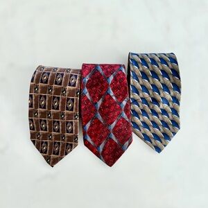 BUNDLE (3) 100% Silk Patterned Neck Ties, Nordstrom Neckware